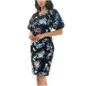 Women's Dress Puff Sleeves Floral Size Large